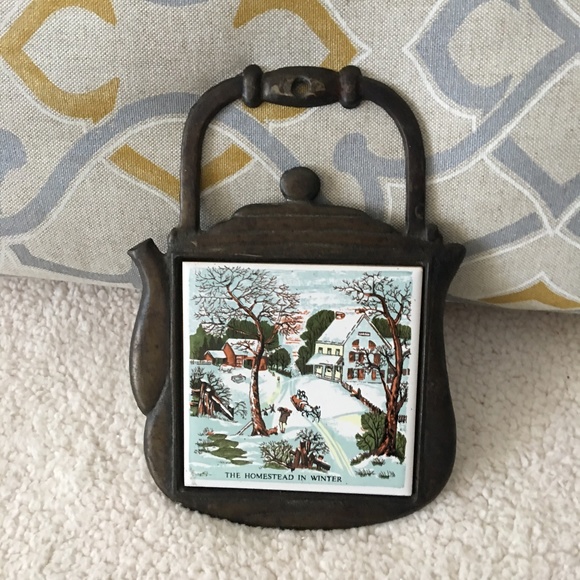 Vintage Cast Iron Tea Kettle Decor